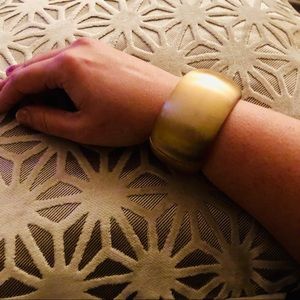 Brushed Gold Cuff w/ Spring Closure Bangle